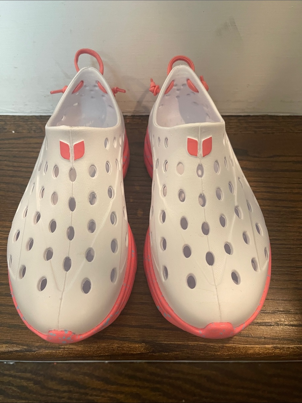Kids White and Coral Slip-On Water Shoes